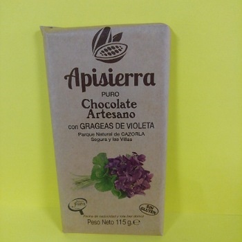 Miel El Colmenero Barranda - Chocolate Artesano Puro con Grageas de Violeta